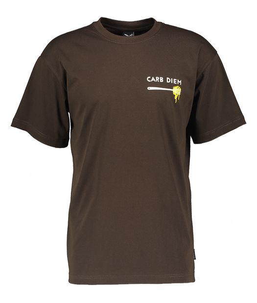 Bruine T-Shirt met ronde hals Pasta obsessed Iriedaily