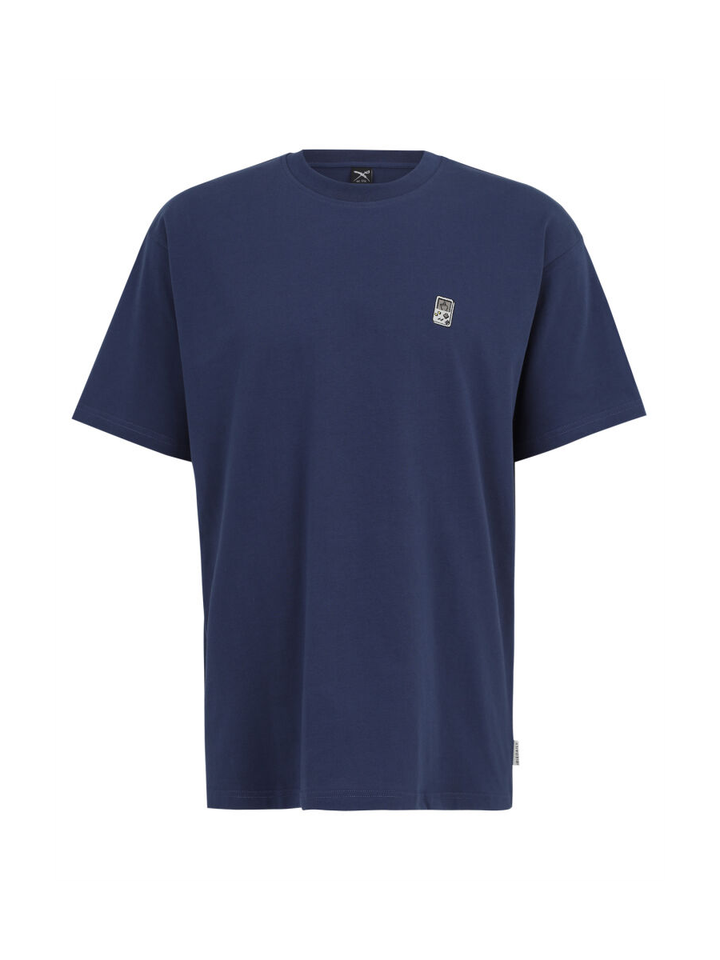 Blauwe katoenen t-shirt met gameboy logo Play Different Iriedaily 