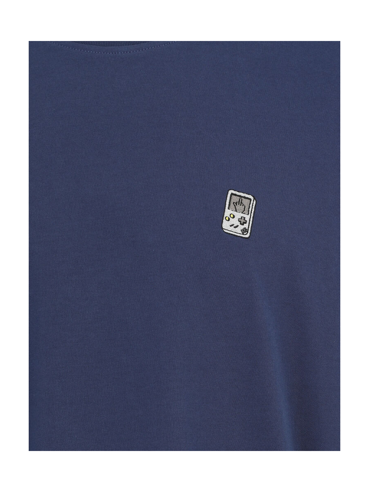 Blauwe katoenen t-shirt met gameboy logo Play Different Iriedaily 