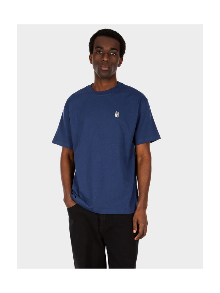 Blauwe katoenen t-shirt met gameboy logo Play Different Iriedaily 