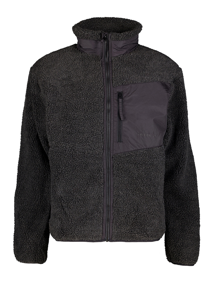 Donkergrijze jas in teddy met rits Flawless Iriedaily