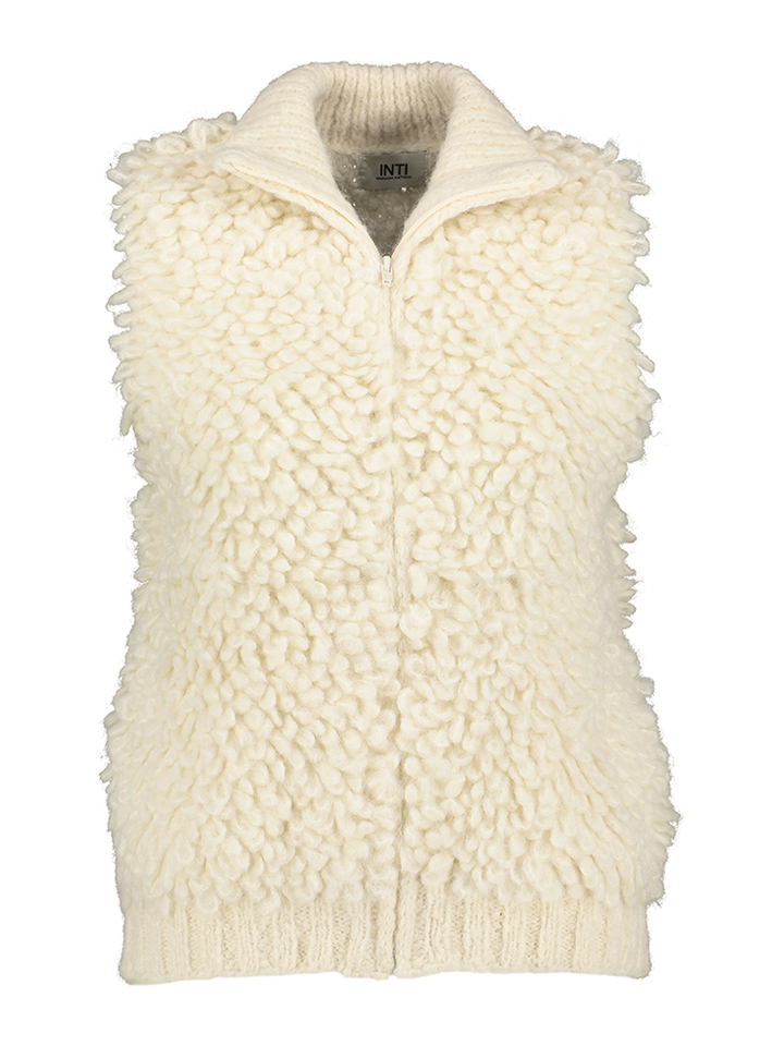 Beige fluffy gilet met rits Oso Inti