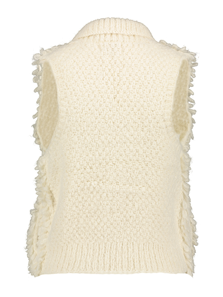 Beige fluffy gilet met rits Oso Inti