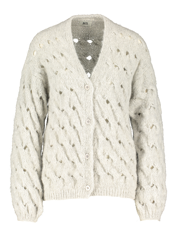 Grijze gilet met gaten motief Reina Inti