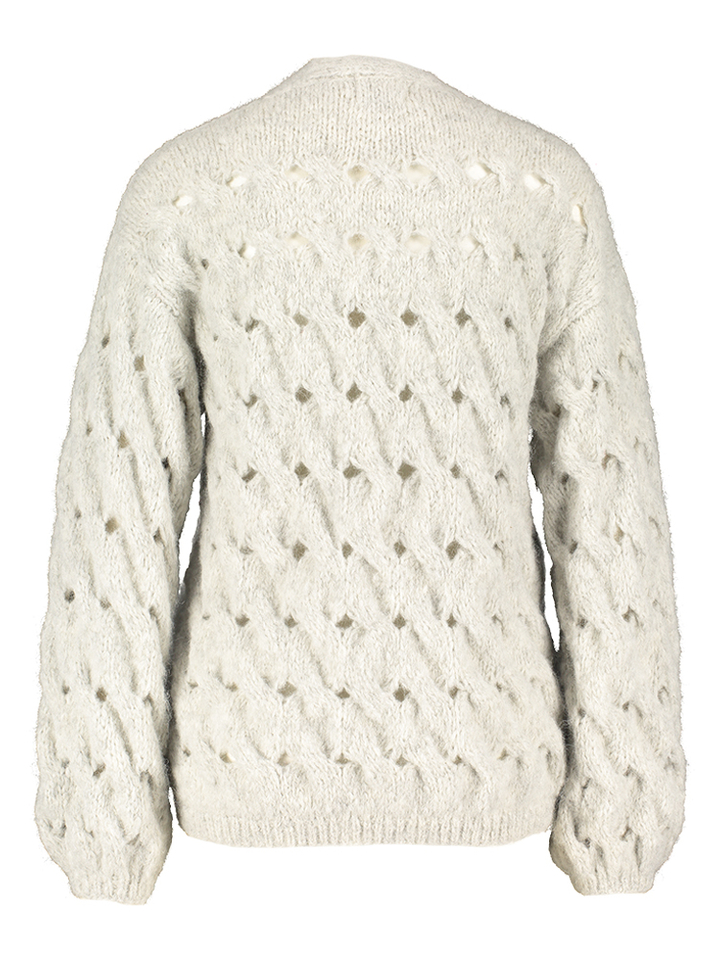 Grijze gilet met gaten motief Reina Inti