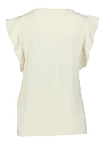 Ecru t-shirt met frul aan de mouw Temperance Peppercorn 