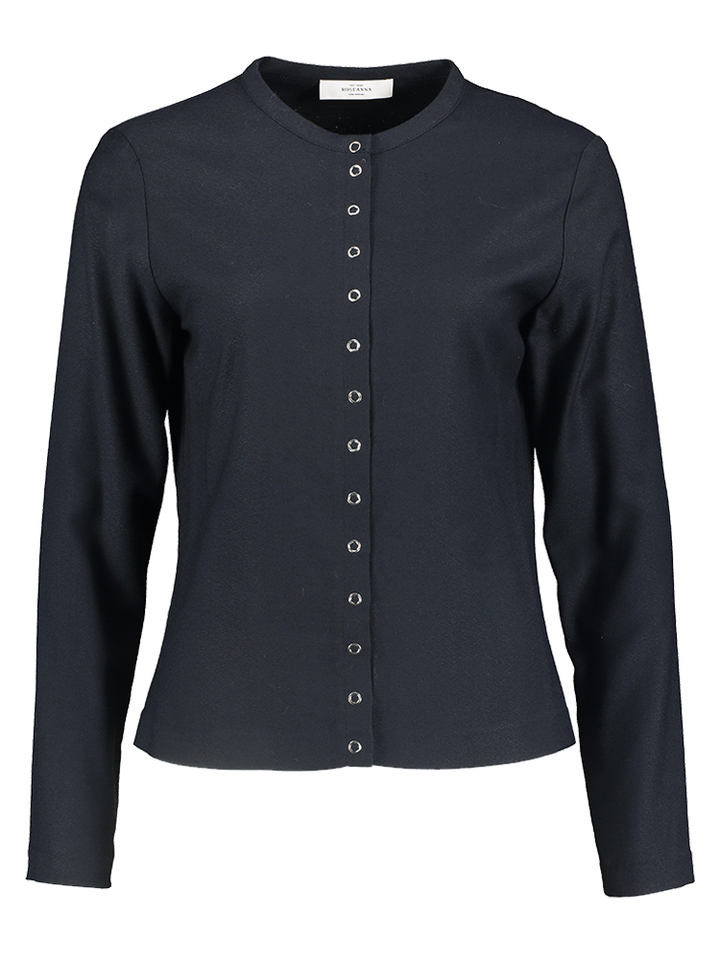 Zwarte casual blouse met drukknoopsluiting Tom Roseanna