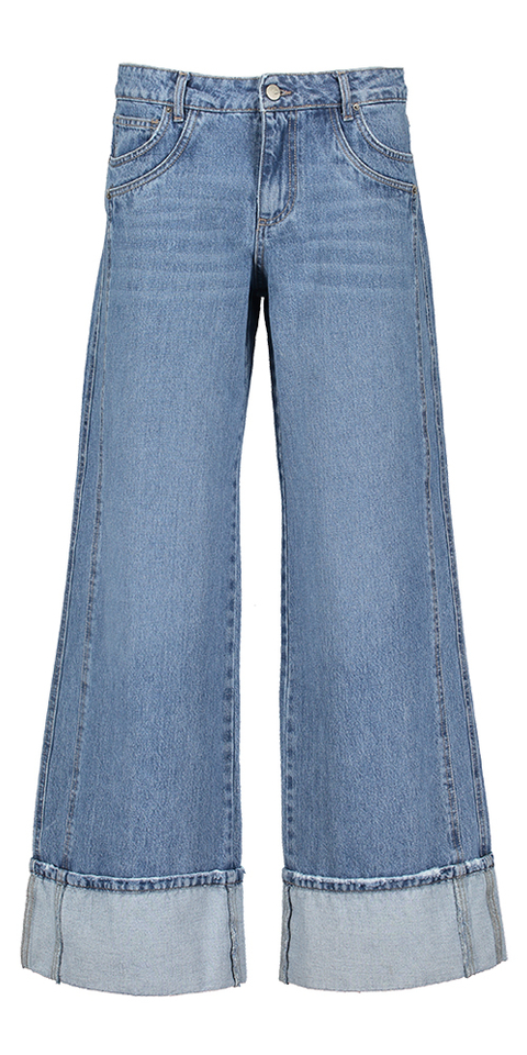 Blauwe wide leg jeans met brede boord Noir'N'Bleu