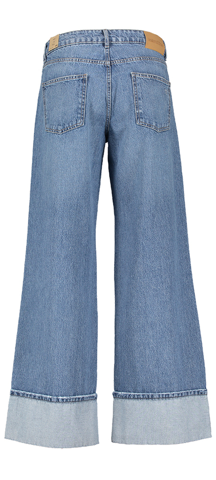 Blauwe wide leg jeans met brede boord Noir'N'Bleu