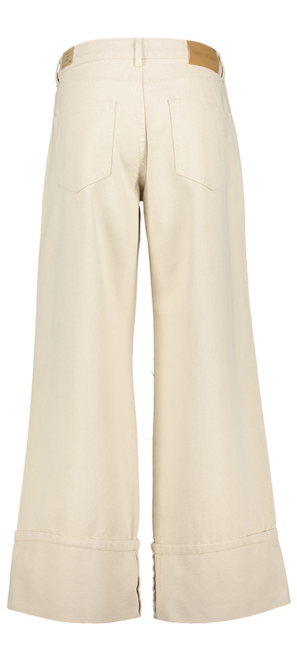 Beige wide leg jeans met brede boord Noir'N'Bleu