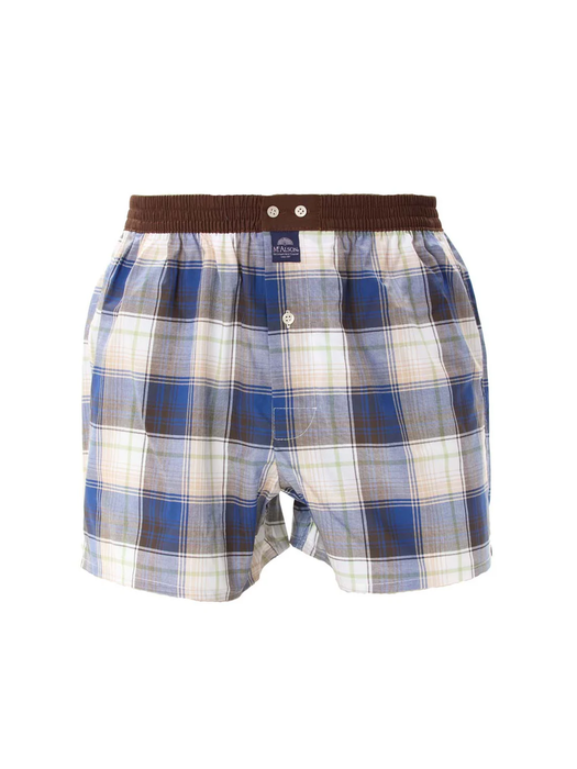 Donkerblauw met groen en bruine madras boxershort Mc Alson