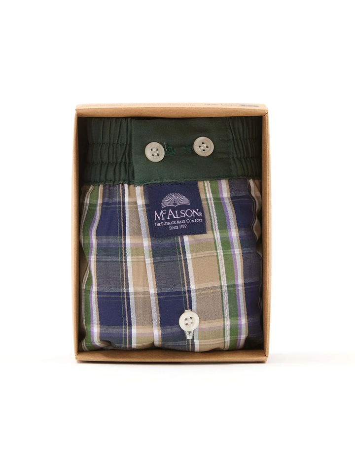 Groen met blauwe en bruin checkered boxershort Mc Alson