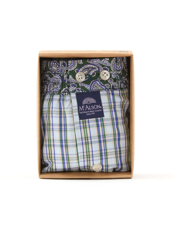 Blauwe en groene checkered light boxershort Mc Alson