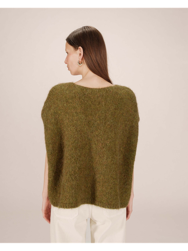 Olijf groene overdized cardigan met alpaca woll Savant Grace&Mila