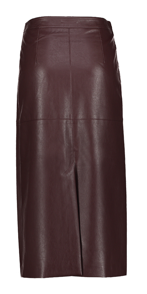 Bordeaux kokerrok in leder look Sirene Grace&Mila 