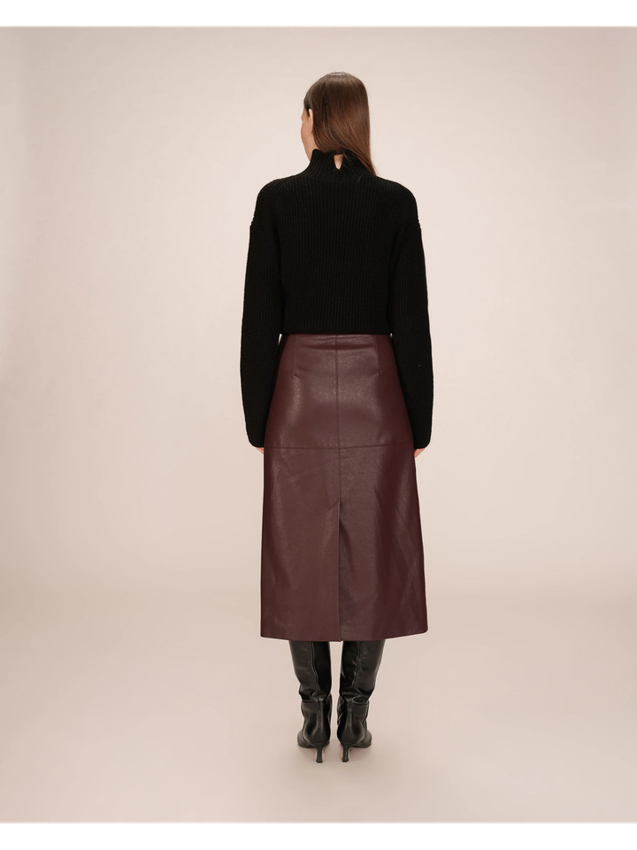 Bordeaux kokerrok in leder look Sirene Grace&Mila 