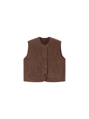 Grace & Mila Donkerbruine reversibel ribfluwelen/teddy bodywarmer Seth