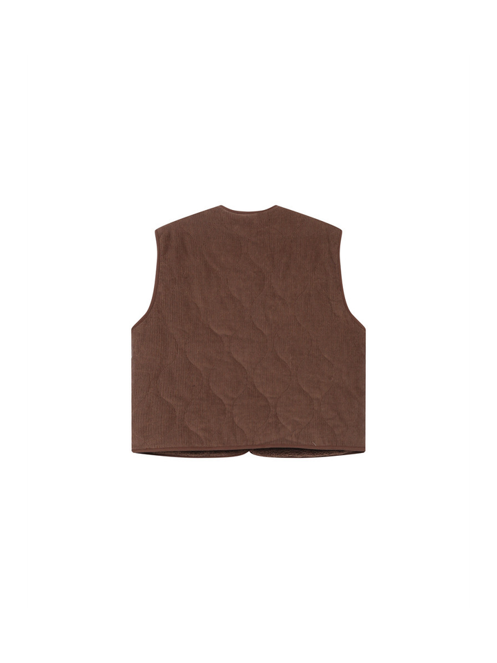 Donkerbruine reversibel ribfluwelen/teddy bodywarmer Seth Grace & Mila