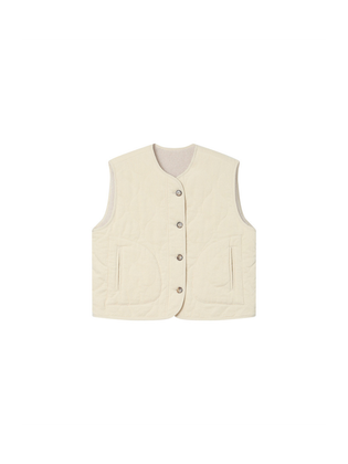 Grace & Mila Ecru reversibel ribfluwelen/teddy bodywarmer Seth