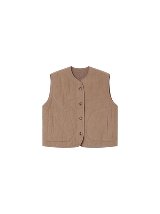 Grace & Mila Beige reversibel ribfluwelen/teddy bodywarmer Seth