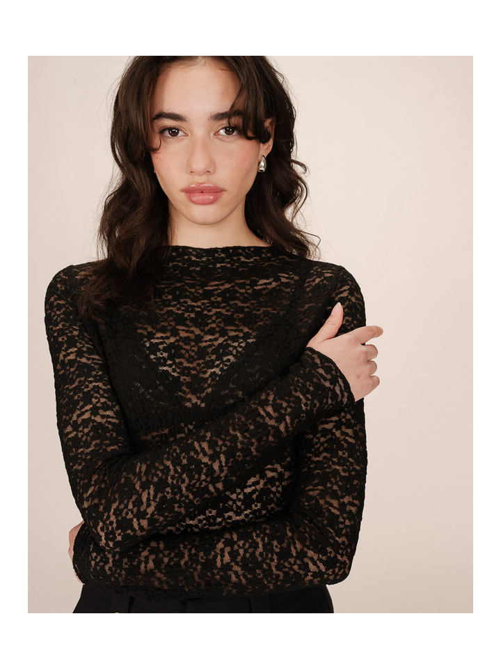 Zwarte t-shirt met lange mouwen Shady Grace&Mila