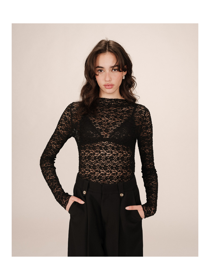 Zwarte t-shirt met lange mouwen Shady Grace&Mila