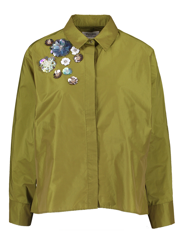 Groene blouse met bloemen Psophia 