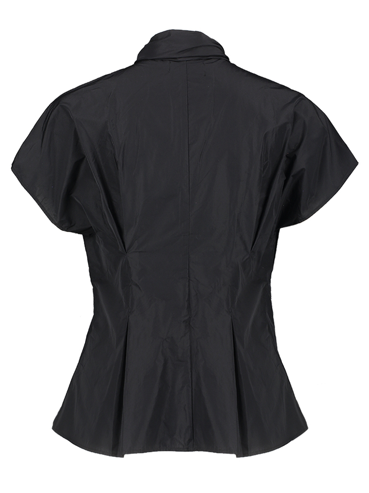 Zwarte blouse met bloemen en lint Psophia 