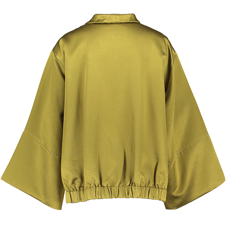 Groene jas met wijde mouwen en lint Psophia