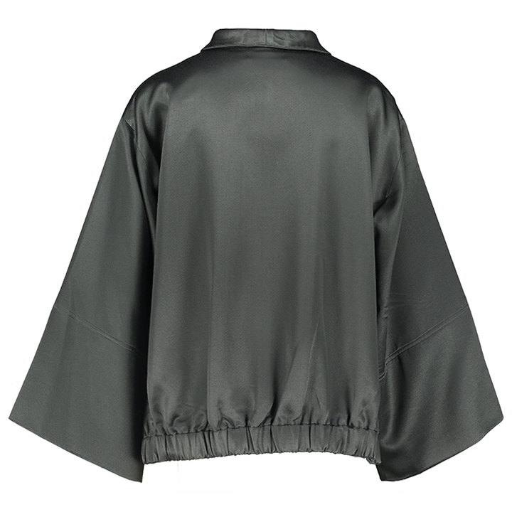 Grijze jas met wijde mouwen en lint Psophia 