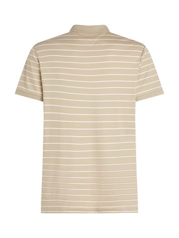 Beige katoenen polo met wit strepenpatroon Tommy Hilfiger