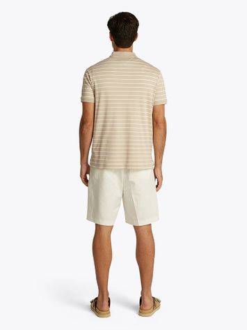 Beige katoenen polo met wit strepenpatroon Tommy Hilfiger