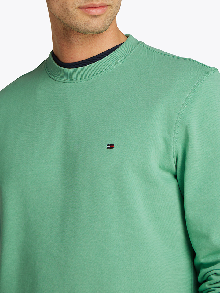Groene katoenen pull met ronde hals Tommy Hilfiger