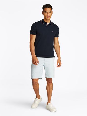 Donkerblauwe katoenen polo met korte mouwen Tommy Hilfiger