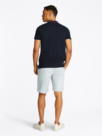 Donkerblauwe katoenen polo met korte mouwen Tommy Hilfiger