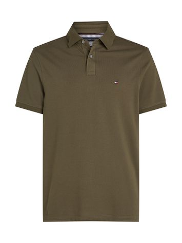 Kaki kleurige katoenen polo met korte mouwen Tommy Hilfiger