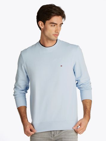 Lichtblauwe katoenen pull met ronde hals Tommy Hilfiger