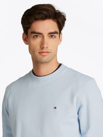 Lichtblauwe katoenen pull met ronde hals Tommy Hilfiger