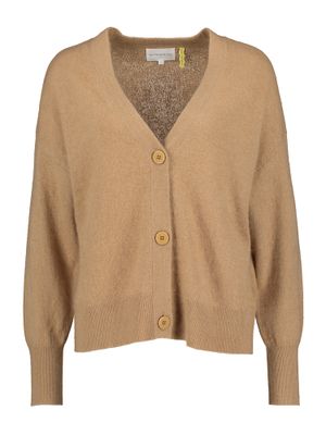 Camel kleurige wollen cardigan Grammya Les Tricots