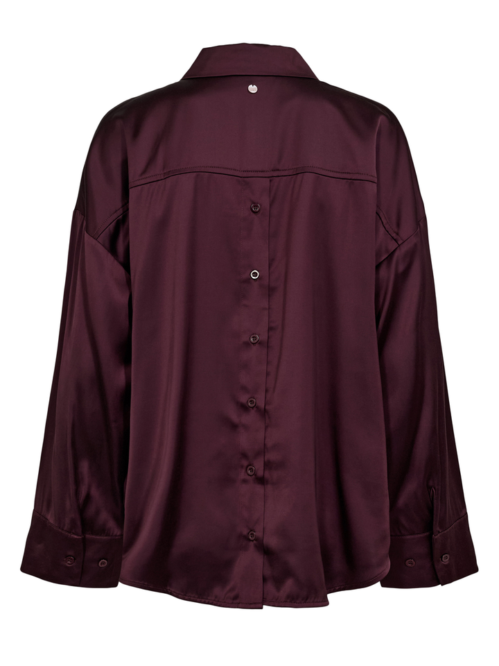 Bordeaux blouse met knoopsluiting Nu Satina Shirt Numph