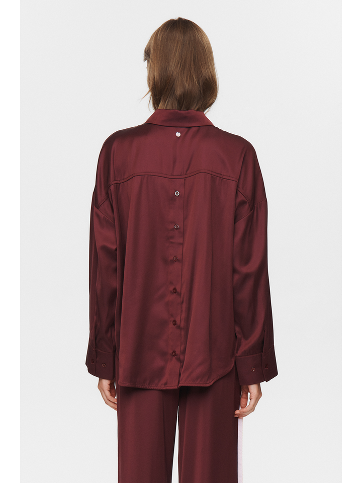Bordeaux blouse met knoopsluiting Nu Satina Shirt Numph