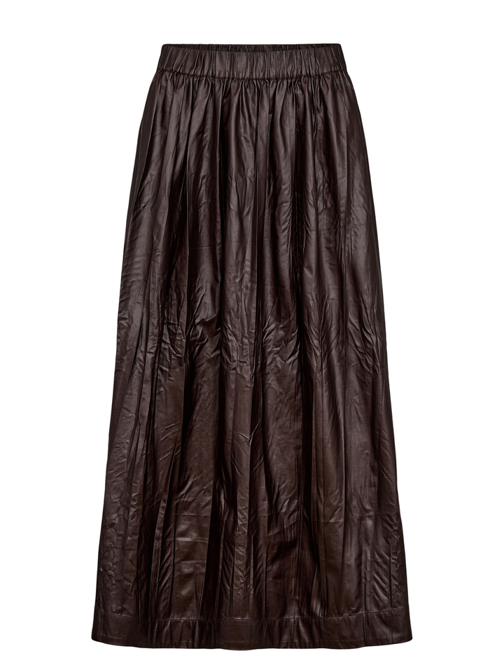 Bruine soepelvallende rok in leder look Miu Numph