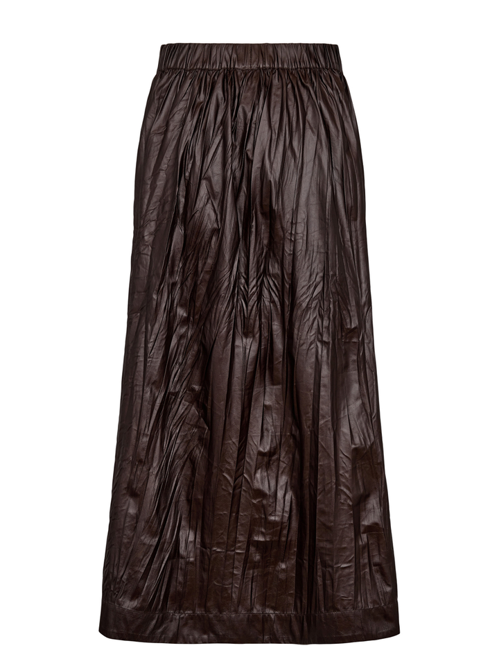 Bruine soepelvallende rok in leder look Miu Numph