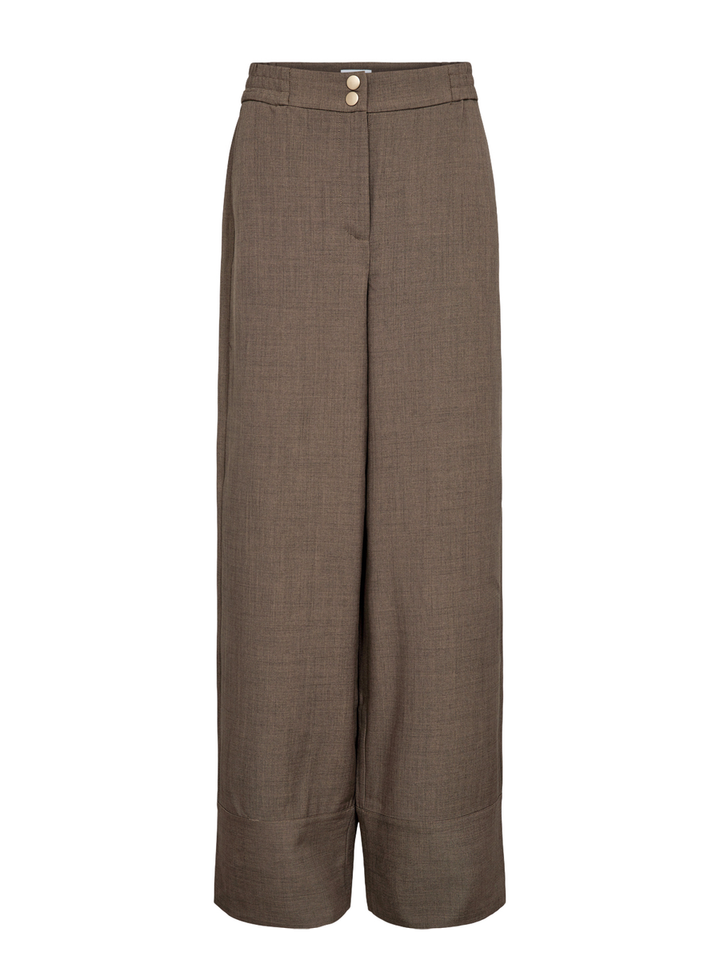 Taupe wijde broek met bandplooi Shelly pants Numph