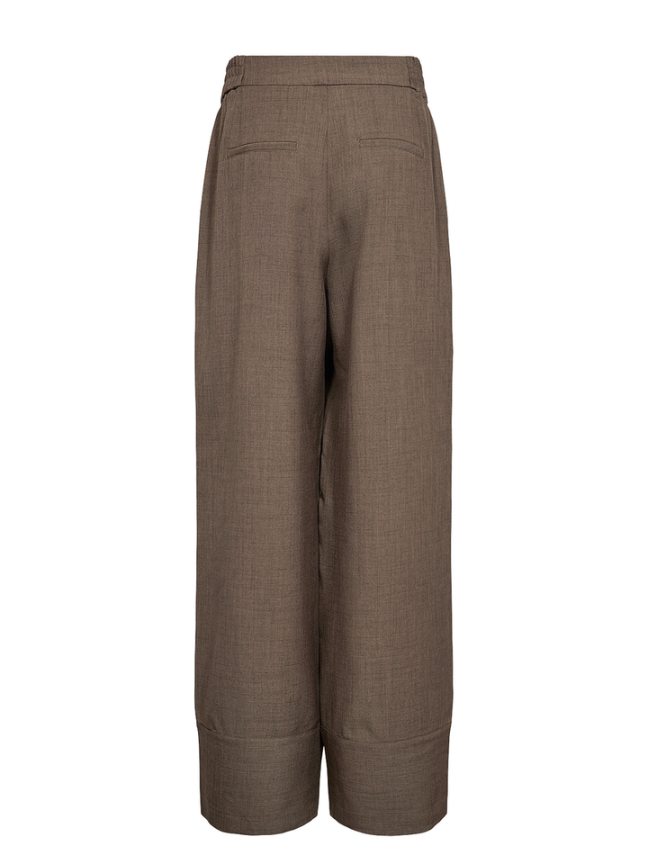 Taupe wijde broek met bandplooi Shelly pants Numph