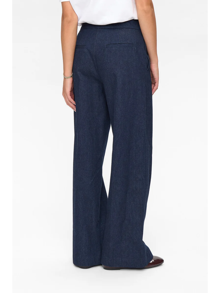 Donkerblauwe high rise wide leg jeans Bussy Numph