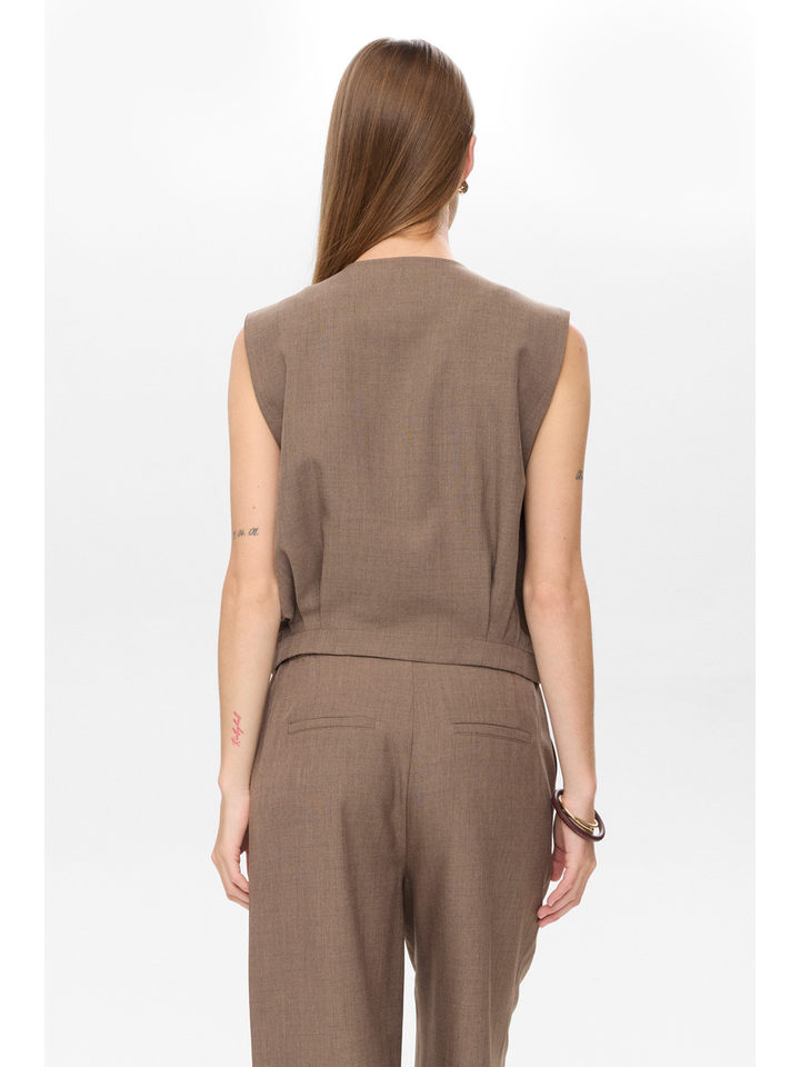 Beige mouwloze gilet Shelly Numph