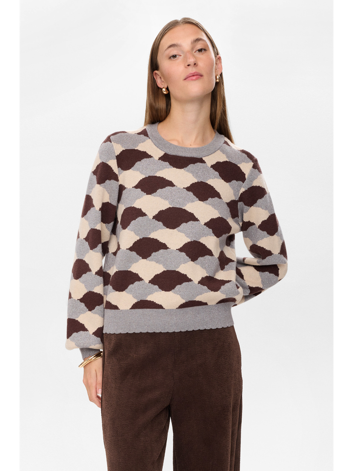 Multi-color trui met glitter detail Nu Lila Pullover Numph