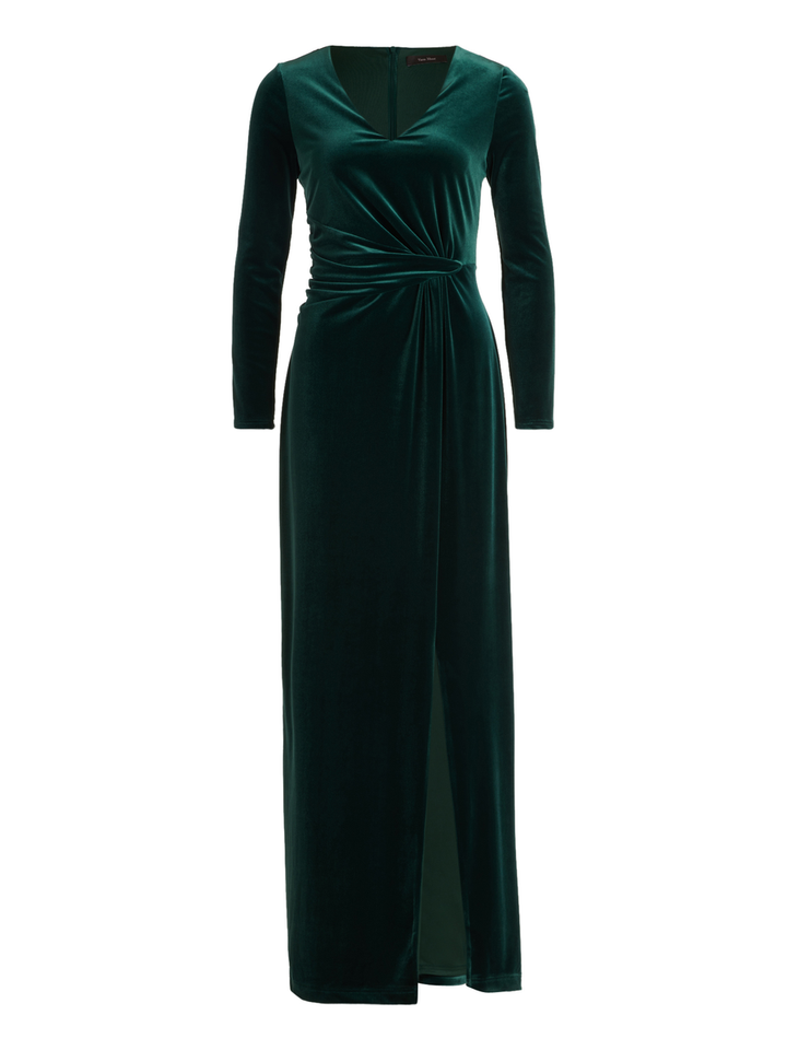 Donkergroen velvet kleed Vera Mont