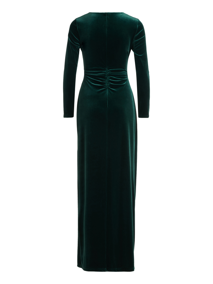 Donkergroen velvet kleed Vera Mont